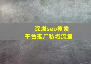 深圳seo搜索平台推广私域流量