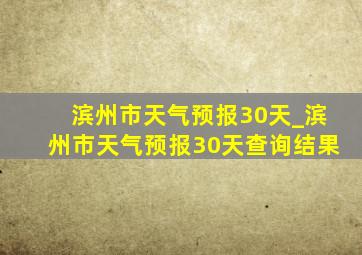 滨州市天气预报30天_滨州市天气预报30天查询结果