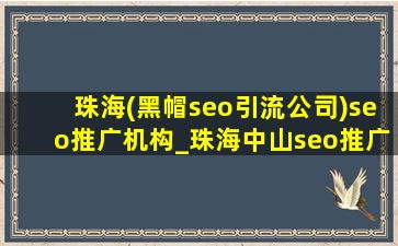 珠海(黑帽seo引流公司)seo推广机构_珠海中山seo推广的策略