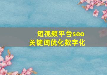 短视频平台seo关键词优化数字化