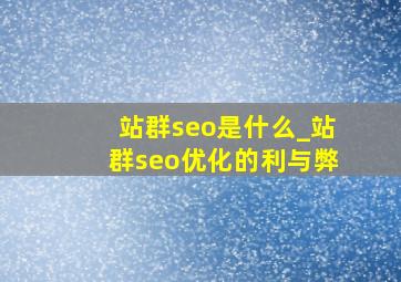 站群seo是什么_站群seo优化的利与弊