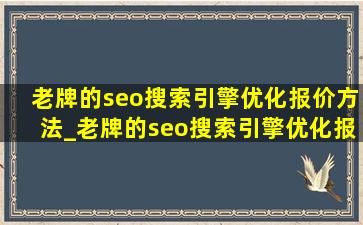 老牌的seo搜索引擎优化报价方法_老牌的seo搜索引擎优化报价方案