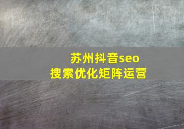 苏州抖音seo搜索优化矩阵运营