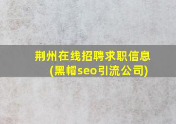 荆州在线招聘求职信息(黑帽seo引流公司)