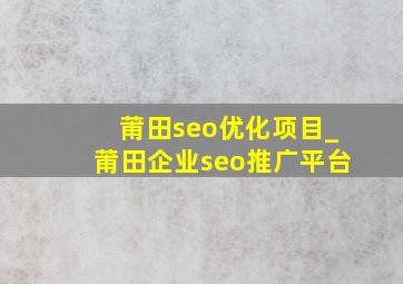 莆田seo优化项目_莆田企业seo推广平台