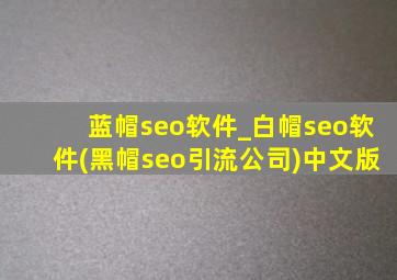 蓝帽seo软件_白帽seo软件(黑帽seo引流公司)中文版