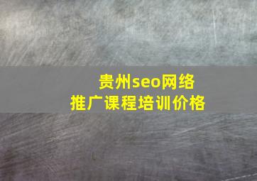 贵州seo网络推广课程培训价格