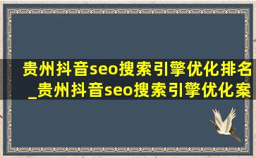 贵州抖音seo搜索引擎优化排名_贵州抖音seo搜索引擎优化案例