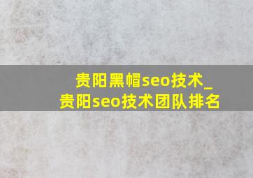 贵阳黑帽seo技术_贵阳seo技术团队排名
