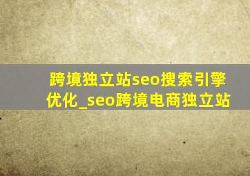 跨境独立站seo搜索引擎优化_seo跨境电商独立站