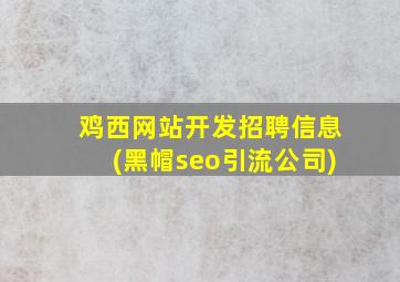 鸡西网站开发招聘信息(黑帽seo引流公司)