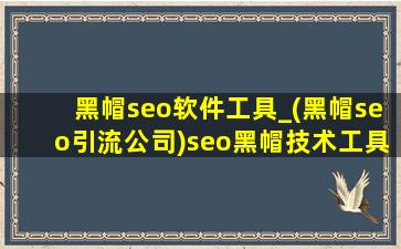 黑帽seo软件工具_(黑帽seo引流公司)seo黑帽技术工具软件推荐